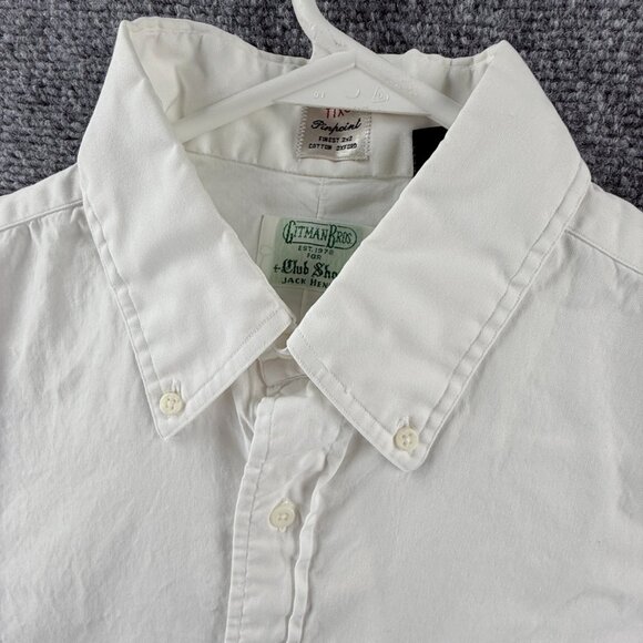Gitman Bros Cotton TTX 16 34 Oxford Pinpoint Button-Down USA White Shirt Mens - Picture 3 of 16